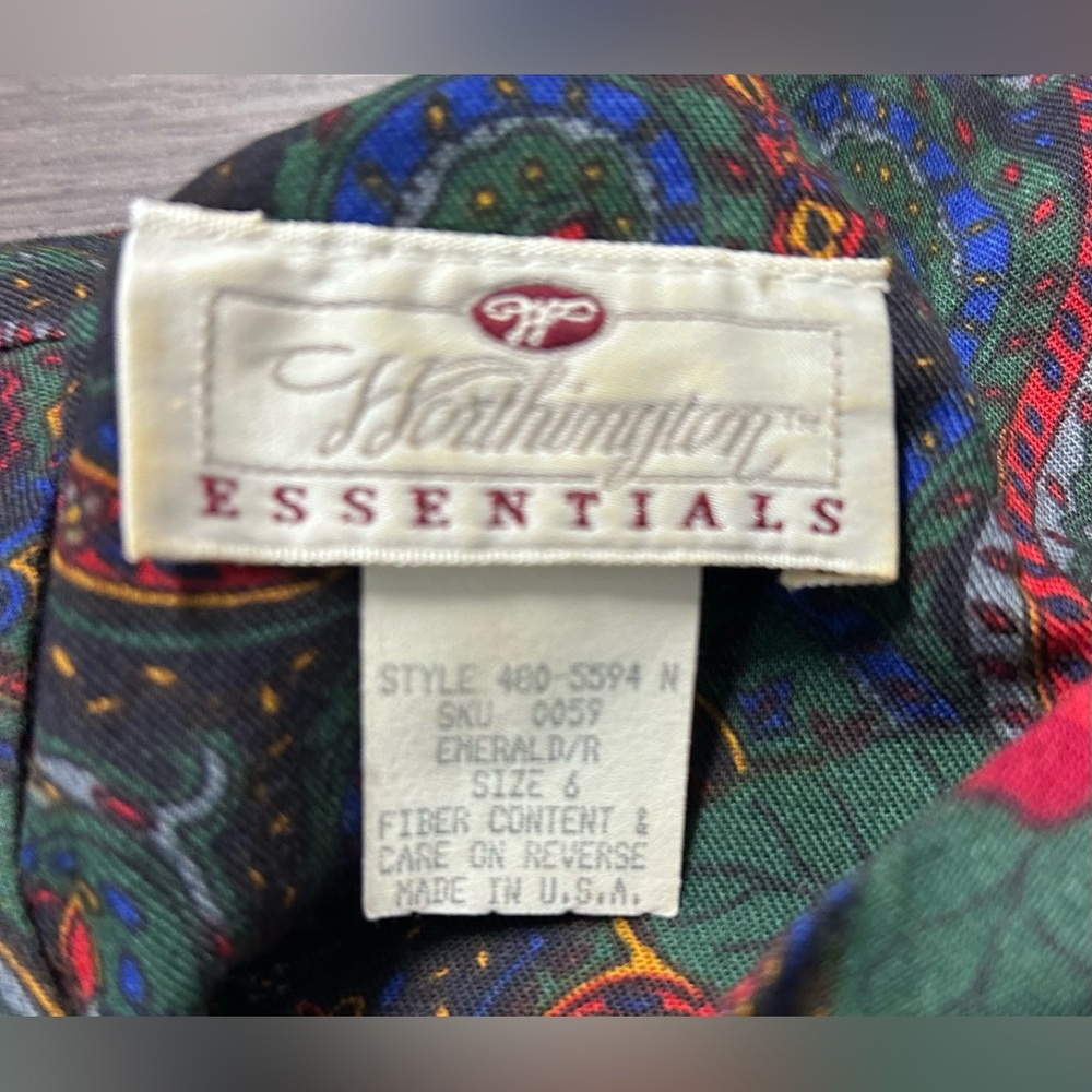 Vintage Worthington Essentials 2 PC Suit Paisely Print with Roses Size 6P - Picture 5 of 12